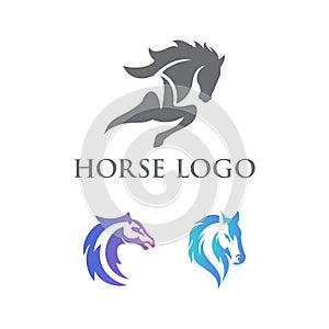 Premium illustration horse head power logo, Animal business horse symbol, animal mustang icon run vector design