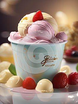 Premium Italian gelato, frozen dessert made with high-quality ingredients and techniques, ice cream