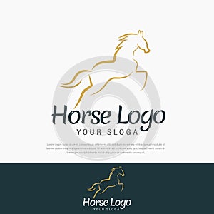 Premium jumping horse line art logo design illustration ,design template,icon,symbol