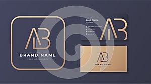 Premium letter AB logo with golden design