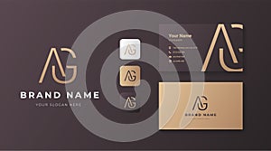 Premium letter AG logo with golden design