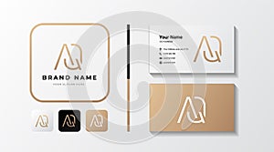 Premium letter AQ logo with golden design