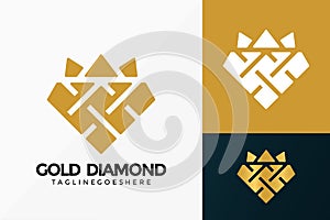 Premium Luxury Golden Diamond Logo Vector Design. Abstract emblem, designs concept, logos, logotype element for template