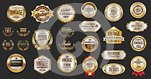 Premium and luxury silver and black retro badges and labels collection