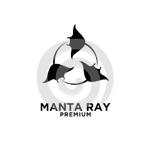 Premium manta ray in circle vector black logo design