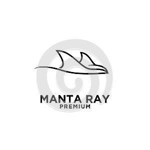 Premium manta ray vector black line logo design