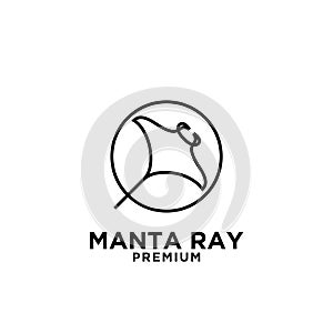 Premium manta ray vector black line logo design