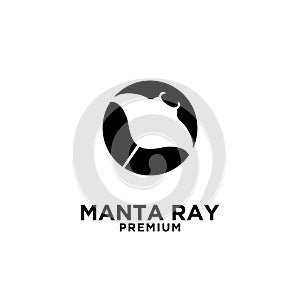 Premium manta ray vector black logo design