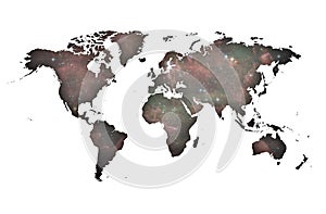 Premium Map of the world over background of stars.