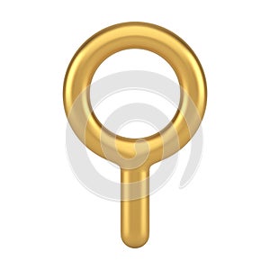 Premium metallic golden magnifying glass vertical zoom equipment realistic 3d icon vector