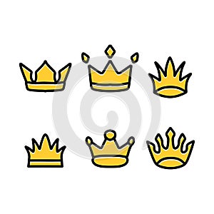 Premium Monoline Crown King Logo Design Emblem Vector illustration luxury badge symbol icon