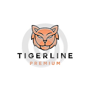 Premium Monoline Tiger head Logo Vector, modern animal badge emblem Symbol and icon, creative Design Company