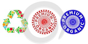 Premium Organic Distress Seal Stamps and Recycle Collage of Christmas Symbols
