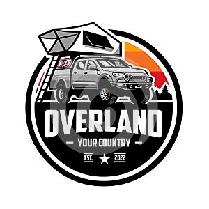 Premium Overland Camper Truck Badge Emblem Logo Vector Isolated