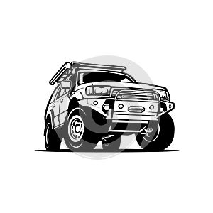 Premium overland offroad 4x4 vehicle vector art illustration isolated Best for overland