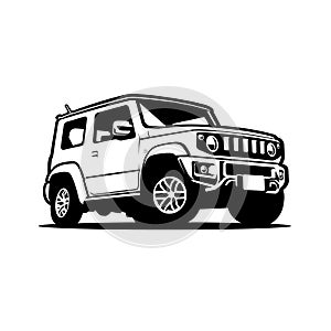 Premium Overland Offroad Car Silhouette Monochrome Vector