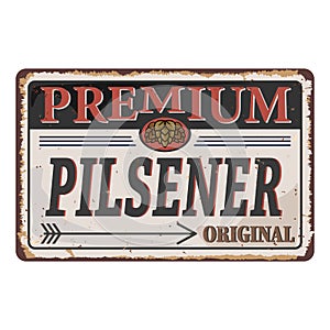Premium pilsener craft beer lable web rusted icon sign
