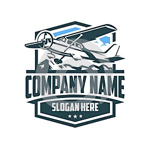 Premium Private Plane Rental Company Emblem Logo Vector