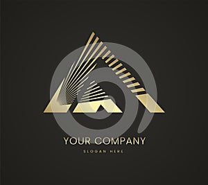 A premium pyramid logo, icon, symbol design, A creative rectangle isolated icon in premium colorized style. and creative minimal