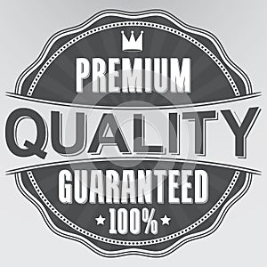 Premium quality 100% guaranteed retro label, vector illustration