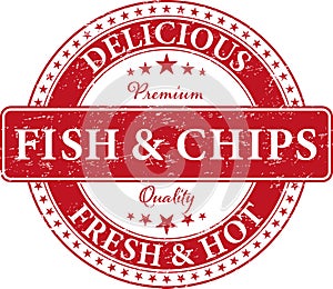 premium quality delicious fresh and hot fish and chips food stamp