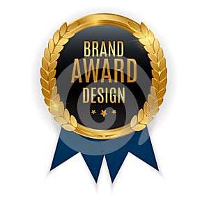 Premium Quality Gold Medal Badge. Label Seal Brand Award Design Isolated on White Background. Vector Illustration EPS10