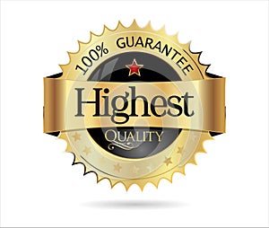 Premium Quality golden badge isolated on white background vector illustration