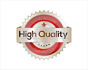 Premium Quality golden badge isolated on white background vector illustration