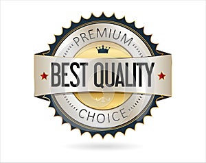 Premium Quality golden badge isolated on white background vector illustration