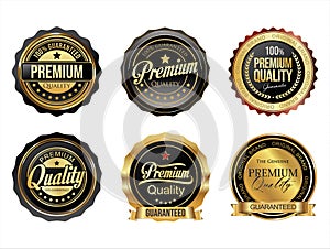 Premium Quality Golden labels retro vintage design vector collection