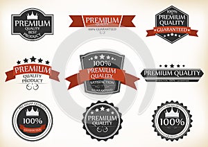 Premium Quality and Guarantee Labels with retro vintage style photo