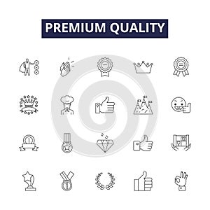 Premium quality line vector icons and signs. Superb, Prime, Splendid, Finest, High-end, Grand, Exquisite, Exemplary