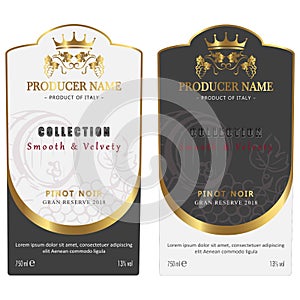 Premium Quality Red and White Wine Labels Set