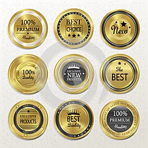 Premium quality round gold labels collection