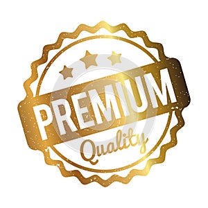 Premium Quality rubber stamp gold on a white background photo