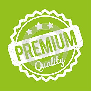 Premium Quality rubber stamp white on a green background