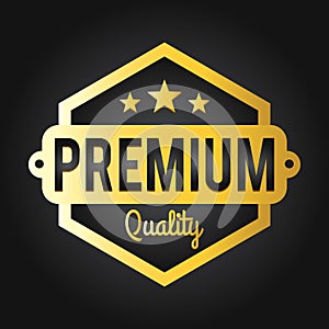 Premium quality stamp. Golden shiny genuine commerce Label Badge with stars