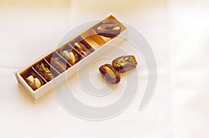 Stuffed dates in a box