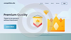 Premium quality with tagline there is no success without hard work for website template landing homepage