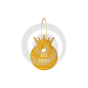 Premium quality vector badge. Luxury golden label with crown, sticker, tag. Vector illustration
