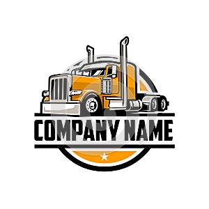 Premium ready made logo vector isolated EPS. Circle trucking company logo. Bold badge emblem trucking logo concept perfect logo fo