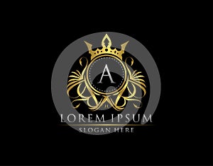 Premium Royal King A Letter Crest Gold Logo template