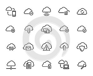 Premium set of computer cloud line icons.
