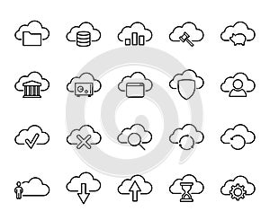 Premium set of computer cloud line icons.