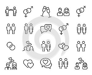 Premium set of couple line icons.