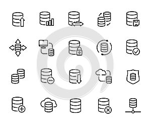 Premium set of databases line icons.