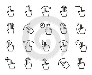 Premium set of gesture line icons.