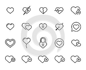 Premium set of heart line icons