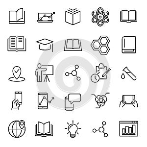 Premium set of learning line icons.