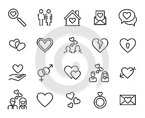 Premium set of love line icons.